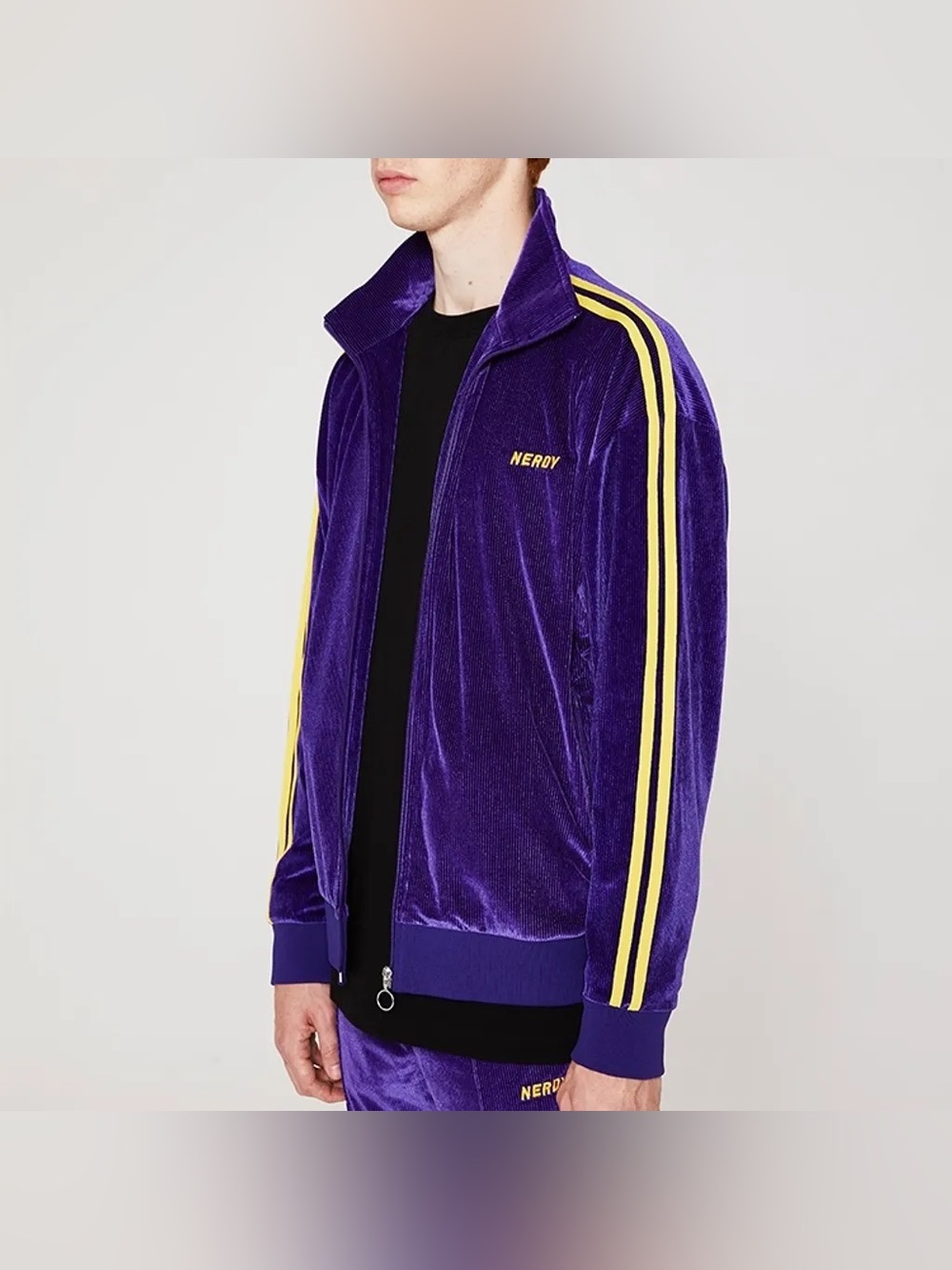Nerdy Velour Track Jacket, Size Medium
